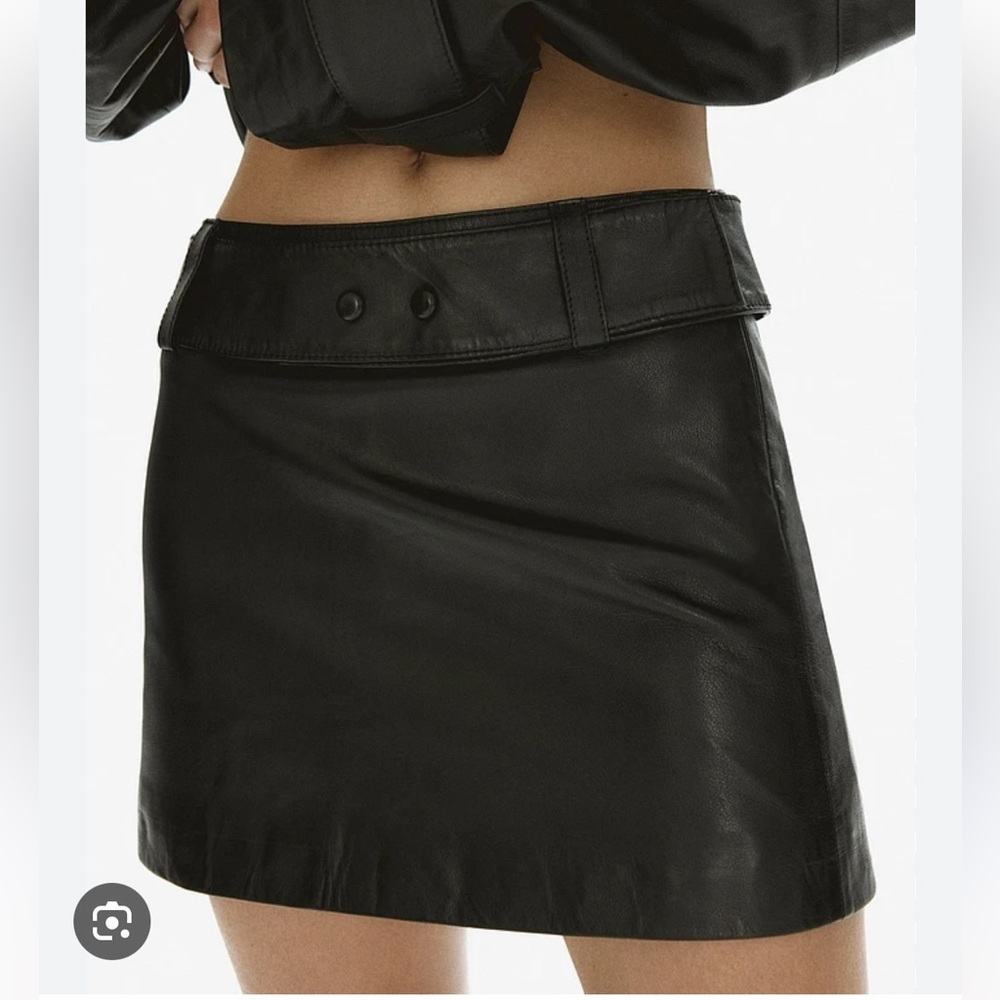H&M STUDIO COLLECTION BELTED LEATHER MINI SKIRT New with Tags!